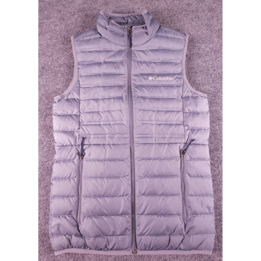 Columbia Puffer Vest Extra Small XS‎ Gray Womens High Neck Sleeveless